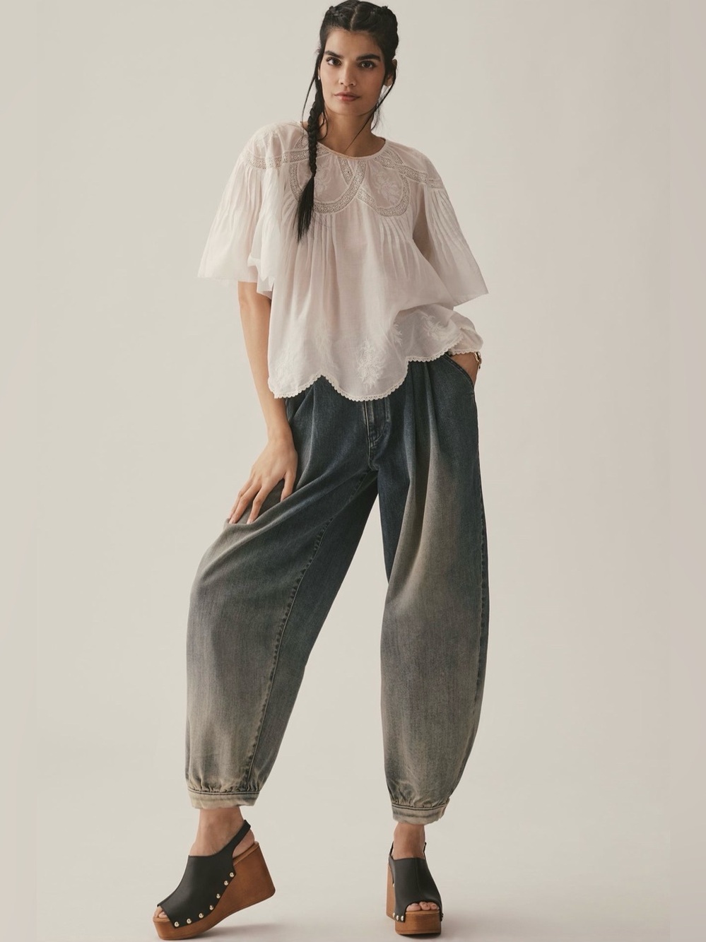 Anthropologie Pilcro Pleated Ballon Leg Jeans